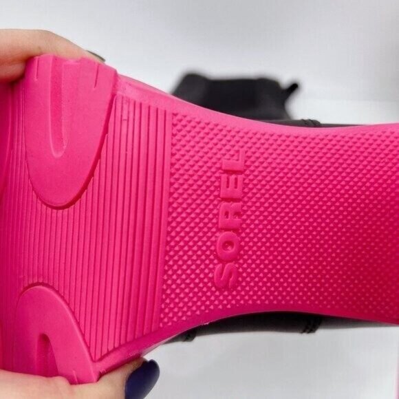 Sorel Brex Waterproof Platform Heel Chelsea Boot Bootie Black/Cactus Pink US 8 - Picture 8 of 9